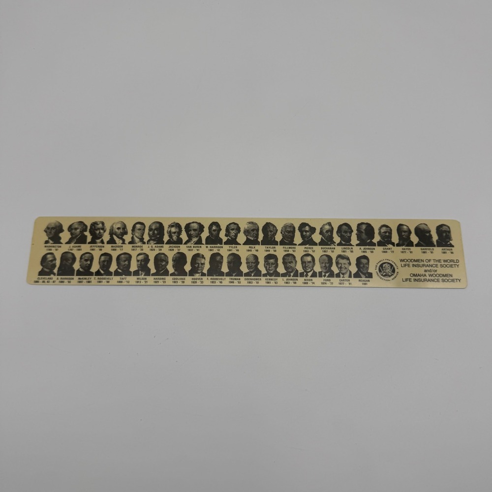 Vintage 12" Plastic Ruler‎ American Presidents / Historic Flags Of Our Country